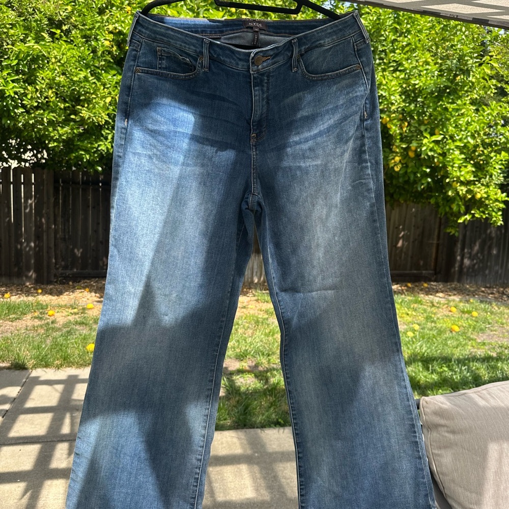 NYDJ Medium Blue Wide-Leg Flare Jeans